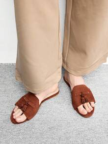 CUCCOO BIZCHIC Women's Shoes, Brown Suede Texture, Classic Flat Slippers, Comfortable And Versatile In Summer, Suitable For Commuting Office Wear - Brown 2 - View 6