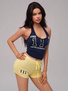 Nooralise Fashion Street Sports Halter Top & Shorts 2 Pieces Set - Multicolor - View 5