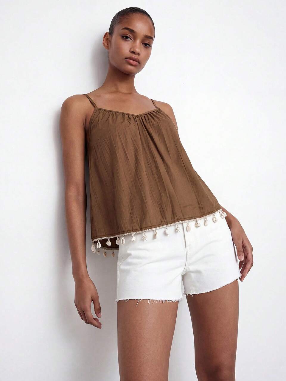 SHEIN Maija Women's Summer Casual Pendant Decor Camisole,Going Out Outfits,Summer Holiday Outfits