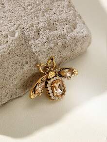 Opalesca 1 pieza Broche de abeja barroco vintage - Alfiler de insecto de aleación de zinc dorado con piedras preciosas facetadas, un accesorio elegante de estilo cortesano para uso casual diario/vestidos de fiesta, un artículo de moda lujoso y delicado para mujeres - Multicolor - Ver 3
