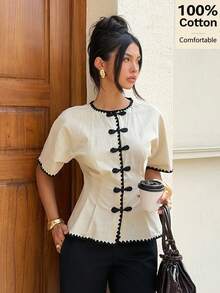 Women Blouses & Shirts - 杏色 - 查看 7