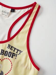 Betty Boop x SHEIN Women's Cartoon Print Tank Top & Shorts Pajama Set - Yellow - View 5