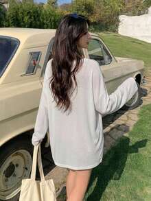 DAZY 女款休閒百搭純色夏季罩衫 - 白色 - 查看 2