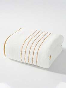 Veyra Day 1/3 Pcs Coral Velvet Bath Towel With Gold Trim – Ultra Soft, Highly Absorbent & Lint Free, Lightweight Oversized Towel For Home, Gym, Beach & Travel - White - View 16