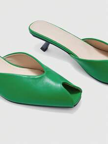 CUCCOO BIZCHIC Sepatu Stiletto Ujung Terbuka untuk Wanita, Sepatu Musim Semi untuk Perjalanan Sehari-hari - Hijau - View 8