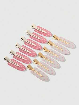 Kawaii 12 Stück süße und niedliche rosa und weiße gepunktete Haarspangen für Frauen, vielseitige Haaraccessoires für den täglichen Arbeitsweg und Ausflüge