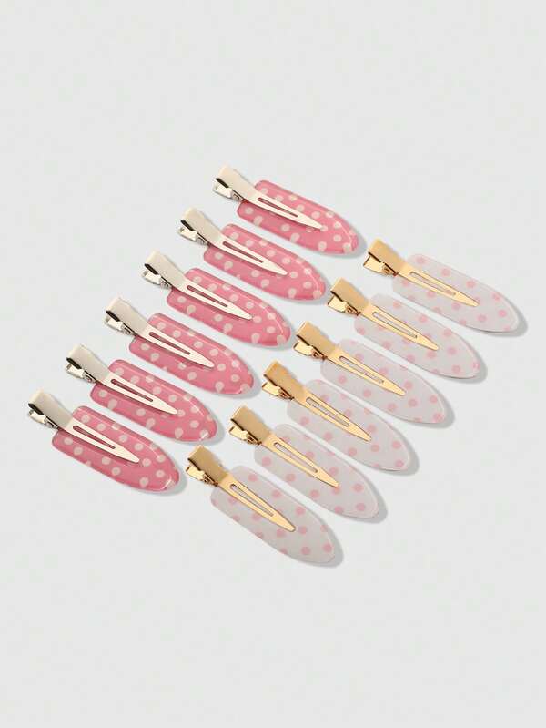ROMWE Kawaii 12 piezas de pasadores de pelo para mujer con estampado de lunares dulces y lindos, accesorios versátiles para el cabello de mujer para uso diario, salidas, etc.