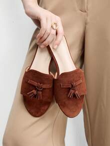 CUCCOO BIZCHIC Women's Shoes, Brown Suede Texture, Classic Flat Slippers, Comfortable And Versatile In Summer, Suitable For Commuting Office Wear - Brown 2 - View 1