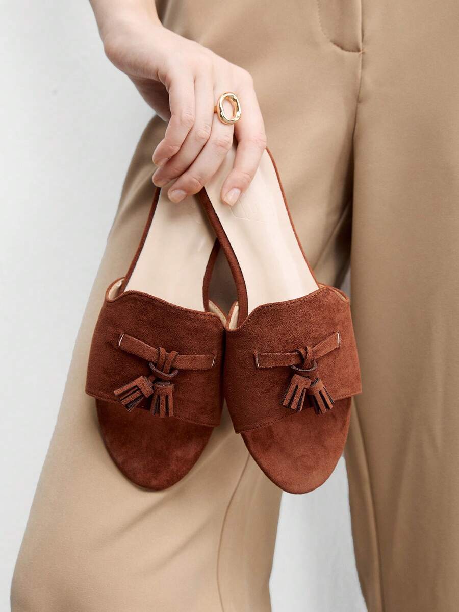 CUCCOO BIZCHIC Women's Shoes, Brown Suede Texture, Classic Flat Slippers, Comfortable And Versatile In Summer, Suitable For Commuting Office Wear - Brown 2 - View 1