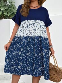EMERY ROSE Plus Size Women Summer Casual Vacation Style Floral Print Loose Dress Beach Outfit For Women Casual Dresses For Women Summer Outfits - Multicolor - View 1