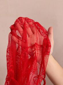 Charlaine Women's Sexy Lace Sheer Nightgown - Red - View 7