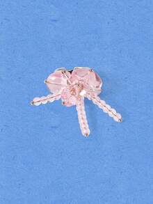 Popjeli Silver Open Ring Girl Heart Pink Beaded Flower Ring Niche Design Sweet And Cool Style - Pink - View 9