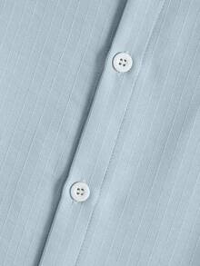 VENTUSAIL Men's Solid Colour Casual Short-Sleeve Shirt, Summer Vacation, Vintage Style For Men - Baby Blue - View 3