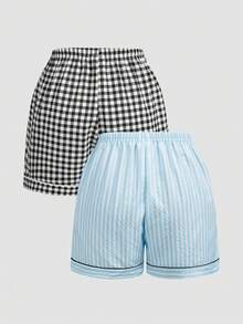 Chillnights 女款休閒條紋格紋印花兩件式居家服下裝 - 彩色 - 查看 2