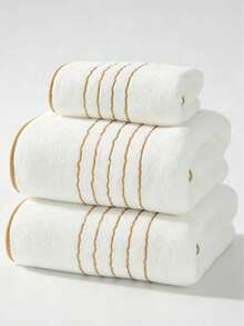 Veyra Day 1/3 Pcs Coral Velvet Bath Towel With Gold Trim – Ultra Soft, Highly Absorbent & Lint Free, Lightweight Oversized Towel For Home, Gym, Beach & Travel - White - View 15