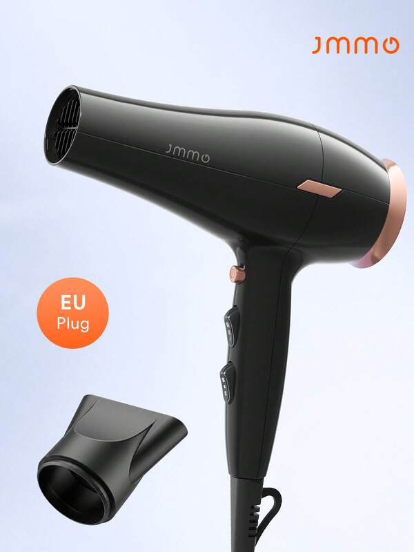 JMMO Uscător de păr ionic profesional cu priză EU, uscător de păr cu uscare rapidă și duză concentrator, setări multiple de căldură și viteză, anti-frizz, pentru salon și uz casnic