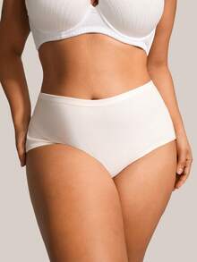 Barelissa Plus Size Women Solid Color Ribbed Casual Panties Single Pack - Apricot - View 4