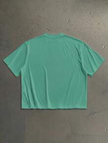 StoneGrade 男士休闲字母图案圆领短袖T恤，夏季百搭 - 薄荷綠 - 查看 3