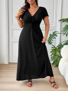 SHEIN EZwear 黑色休閒大尺碼女款洋裝 - 黑色 - 查看 3