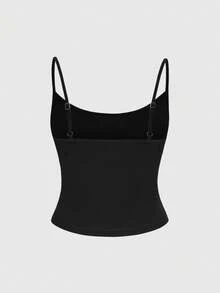 ROMWE Goth Women's Animal Print Casual Versatile Everyday Outing Camisole Tank Top - Black - View 2