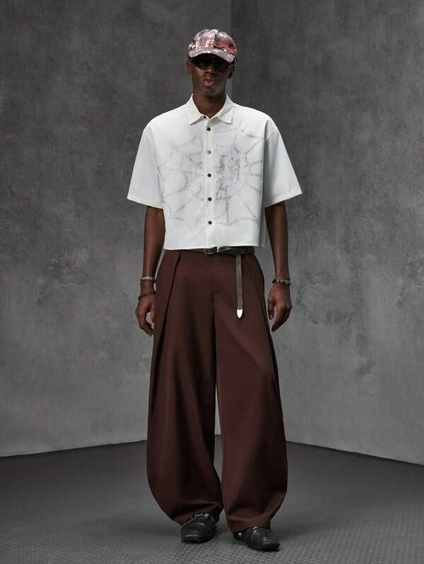 NEON BLANC Pantalones de pierna curva de unicolor para hombre, moda de oficina