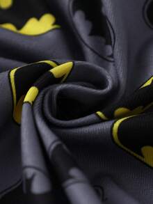 BATMAN X SHEIN GraphicGems 春夏男嬰卡通酷 Logo 圖案長袖長褲針織高彈力針織面料修身舒適連身衣居家服爬行衣，適合居家與戶外穿著 - 灰色 - 查看 3