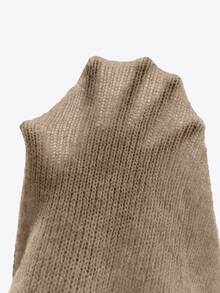 SHEIN 秋冬休閒落肩寬鬆針織毛衣 - 摩卡棕 - 查看 9
