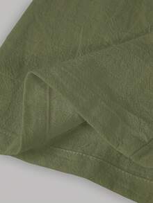 SHEIN Pantalones largos de unicolor con cintura con cordón, casuales y versátiles para uso diario para adolescentes - Verde militar - Ver 4