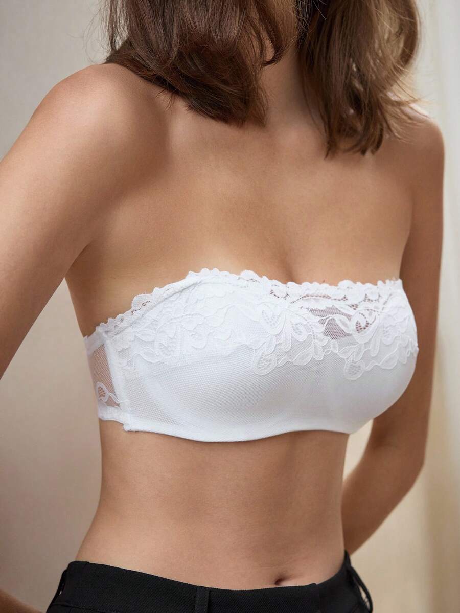 Bralution Women's Lace Sexy Aesthetic Elegant Strapless Bra For Daily Wear Wedding Work Guest White Wedding Summer - White - View 1