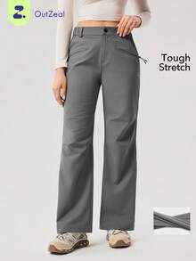 OutZeal Women Outdoor Pants Workout Hiking Stretch Flared Bottoms With Secure Pocket - Grey - View 1