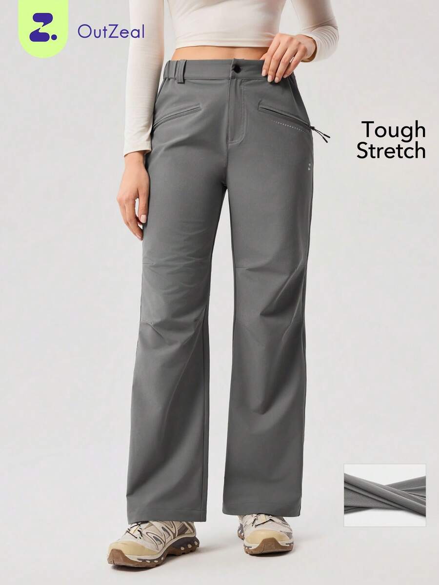 OutZeal Women Outdoor Pants Workout Hiking Stretch Flared Bottoms With Secure Pocket - Grey - View 1
