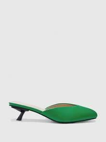 CUCCOO BIZCHIC Sepatu Stiletto Ujung Terbuka untuk Wanita, Sepatu Musim Semi untuk Perjalanan Sehari-hari - Hijau - View 2