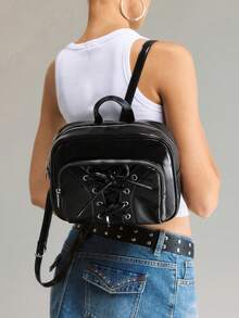 Viva Strut Ladies Bag, Sweet And Cool, Bow Strap Backpack, Street Style Women's Bag, Fashionable And Large Capacity, Suitable For Campus, Daily Commuting - Black - View 6
