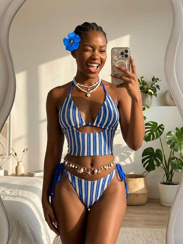 Costavie Women's Striped Tankini Set For Spring/Summer Beach/Pool