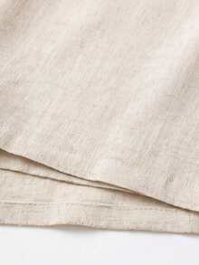 GlowEve CURVE Shorts de talla grande con textura de lino color crema, envolvente con lazo y anti-exposición - Albaricoque - Ver 3