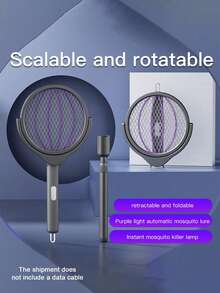 Teckwe Foldable Insect Racket Electric Fly Swatter USB Rechargeable Fly Killer Portable Bug Zapper Trap Lamp Fly Trap Indoor Outdoor;300mAh Rechargeable Battery; Shipping Without USB-C Data Cable Included - Multicolor - View 3