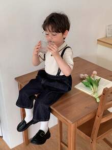 DAZY Infant (Boy) Washed Korean Style Denim Overalls Toddler Fall - Blue - View 6