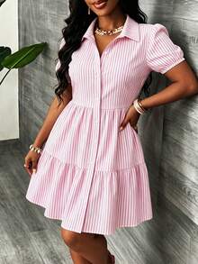 Slaydiva Casual Minimalist Women's Mini Dress Suitable For Summer - Pink - View 3