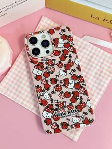 HELLO KITTY AND FRIENDS | SHEIN Hello Kitty 全角色與反派彩色貼紙拼貼印花粉色邊框皮革紋理手機殼 防震防摔全包覆保護殼 適用 iPhone 17 Pro Max 16 15 14 13 12 Pro Max Plus Y2K 復古美學可愛少女風 Ins 高顏值手機殼 - 彩色 - 查看 5