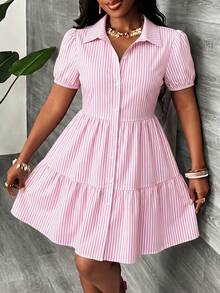 Slaydiva Casual Minimalist Women's Mini Dress Suitable For Summer - Pink - View 4