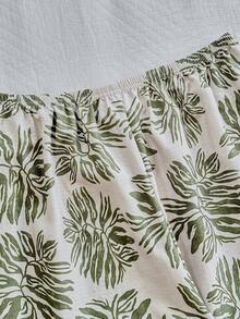 Napfluff CURVE Napfluff CURVE Casual Olive Green Broad Leaf Print Plus Size Lounge Pants - Olive Green - View 7