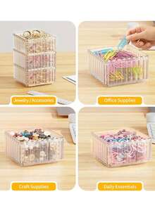 Transparent, Stackable Desktop Storage Boxes And Paperclip Organizers-Ideal For Storing Small Items Such As Paperclips, Folder Clips, Hair Ties, Jewelry, And Pins On Desks Or In Drawers-Offer Versatile Storage Solutions For Offices, Homes. - Multicolor - View 2