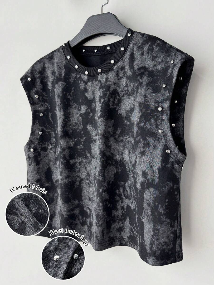 IslaSuriya Camiseta de tirantes de mujer de verano casual grunge con estampado gris oscuro para conciertos - Gris - Ver 1