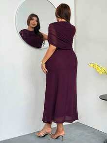 Firerie Vestido casual elegante ajustado para mujer, vestido de fiesta, vestido formal/vestido de graduación/temporada de bodas romántica/vestido de invitada/vestido rojo púrpura/vestido de primavera/vestido del Día de San Valentín/vestidos de fiesta elegantes para mujer/vestido de invitada de boda para mujer/vestido rojo - Rojo violeta - Ver 5