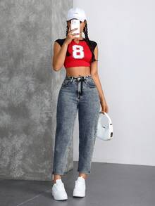 SHEIN ICON Casual Daily Washed Tapered Jeans - Dusty Blue - View 6