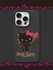 HELLO KITTY AND FRIENDS | SHEIN Hello Kitty 全角色與反派彩色貼紙拼貼印花皮革手機殼 防震防摔 全包覆保護殼 適用 iPhone 17 Pro Max 16 15 14 13 12 Pro Max Plus Y2K 復古美學 可愛少女風 Ins 高顏值手機殼 - 彩色 - 查看 2