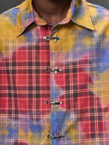 NEON BLANC Men's Tie-Dye Plaid Denim Jacket With Airplane Buckle - Multicolor - View 6