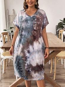 SHEIN LUNE 大尺碼夏季休閒紮染洋裝 - 彩色 - 查看 5