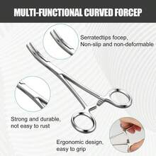 1pc/2pcs Professional Stainless Steel Tweezers - Precision Straight/Curved Tip Hemostatic Forceps, Suitable For Fishing, Pet Grooming And Outdoor Use - Durable Metal Pliers, No Electricity Required - silver - View 8
