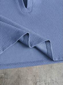 AXEPEAK Men's Metal Letter Patchwork Deep V-Neck Casual Tank Top - Blue - View 8